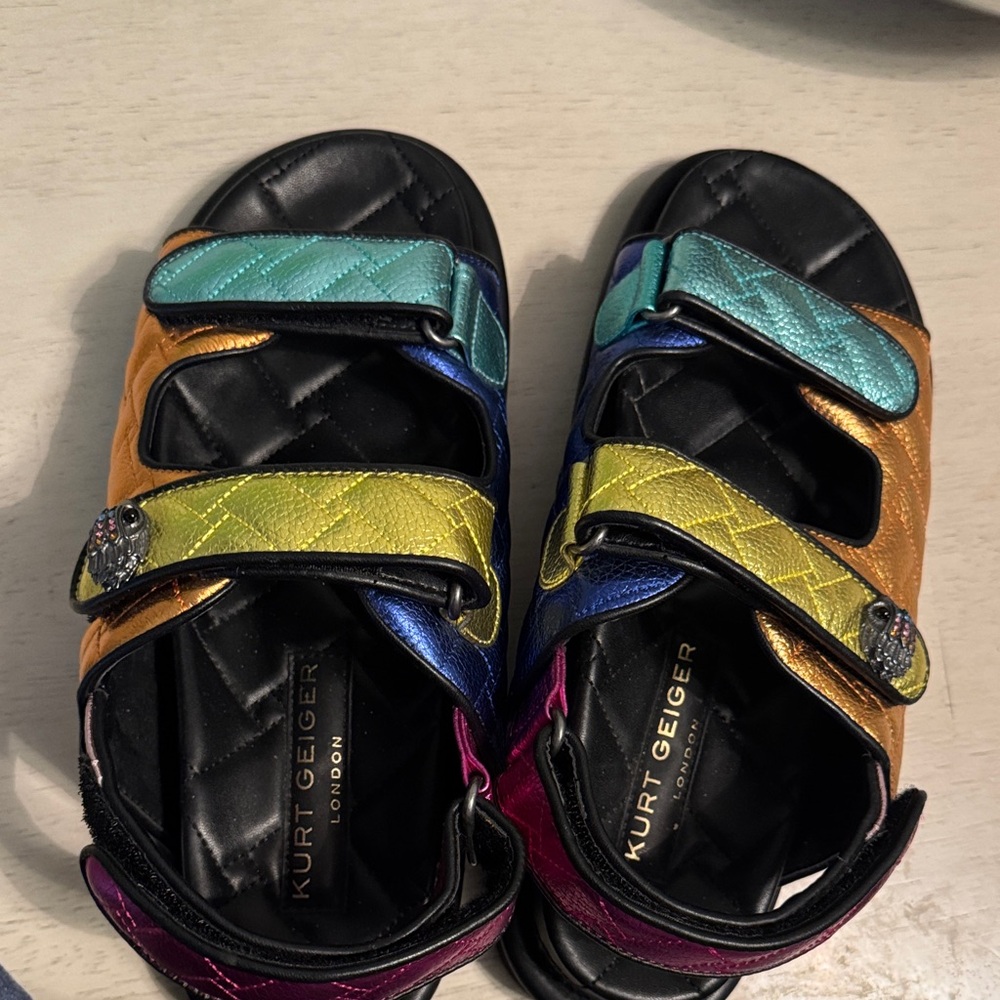 Kurt Geiger Metallic Rainbow Quilted Strap Sandals